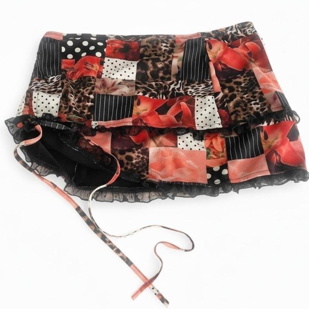 Edikted Size Small Patchwork Mesh Short Mini Skirt - image 1
